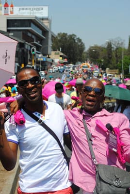 Two revellers in the parade