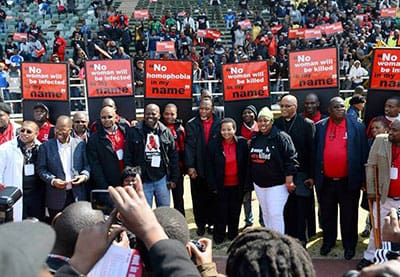 Deputy President Kgalema Motlanthe and other officials at Saturday's rally