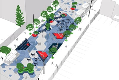 A draft design for Eagle Plaza (Gehl Studio)