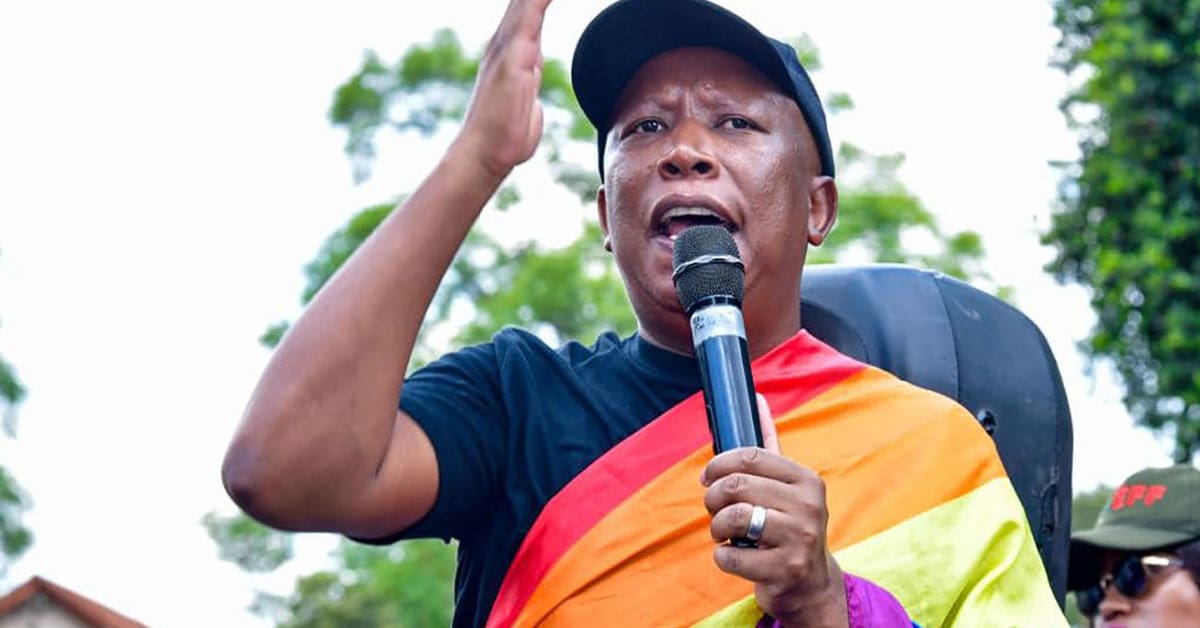 Julius Malema tells the crowd that the Anti-Homosexuality Bill is a violation of human rights
